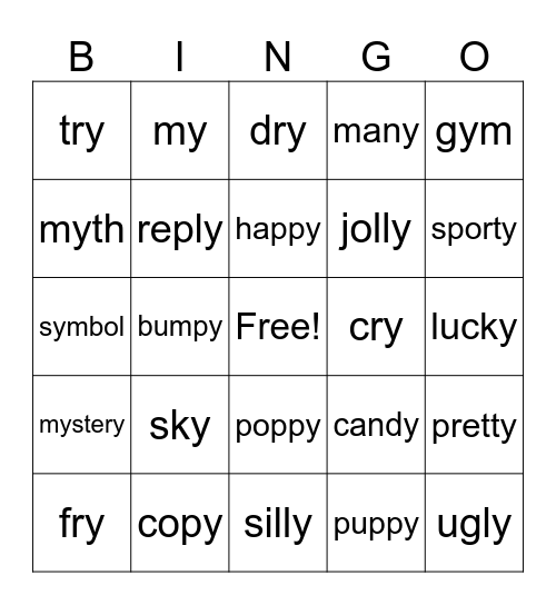 Bingo-Y Bingo Card