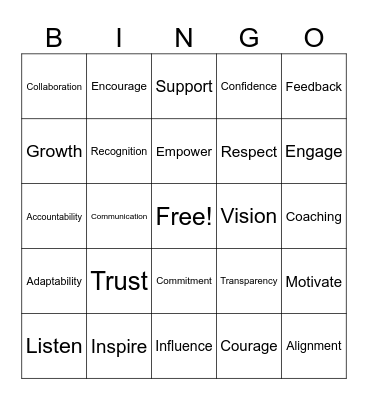Trust & Inspire Bingo Card