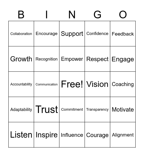 Trust & Inspire Bingo Card