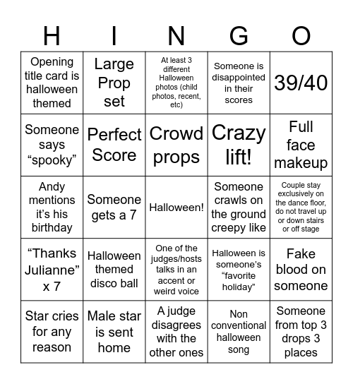 HALLOWINGO Bingo Card