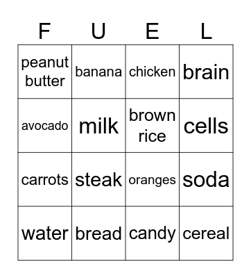 FUEL Bingo Card