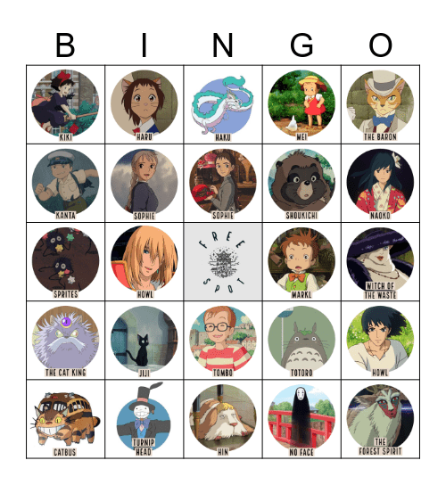Studio Ghibli Bingo Card
