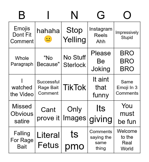 TIKTOK BINGO Card