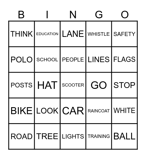 SCHOOL CROSSING SUPERVISOR BINGO Card