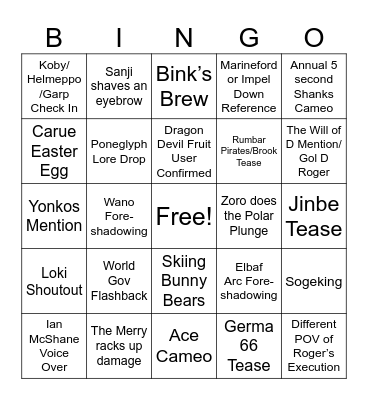 OPLA Season 2 Predictions Bingo Card