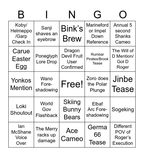 OPLA Season 2 Predictions Bingo Card