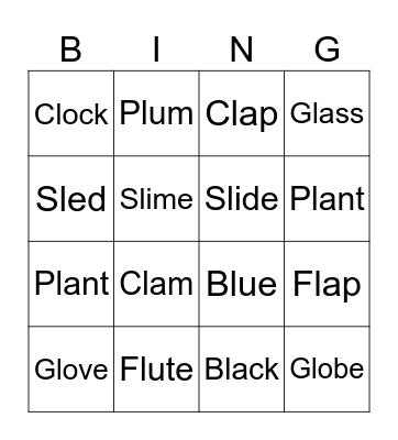 Bricks phonics 4 “unit 1 & 2” Bingo Card