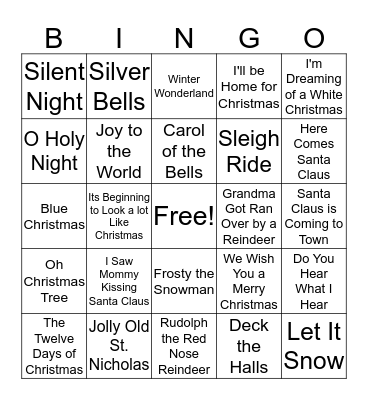 CHRISTMAS SONGS Bingo Card