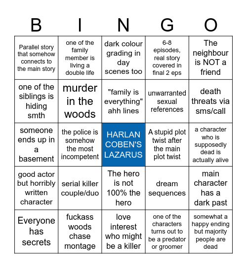 Lazarus Bingo Card