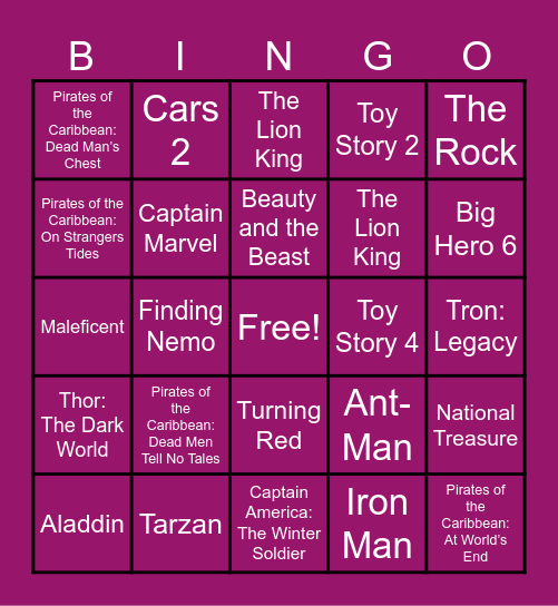 Half Hour Hangout Bingo Card