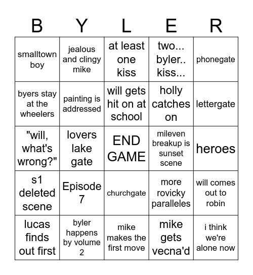 byler bingo Card