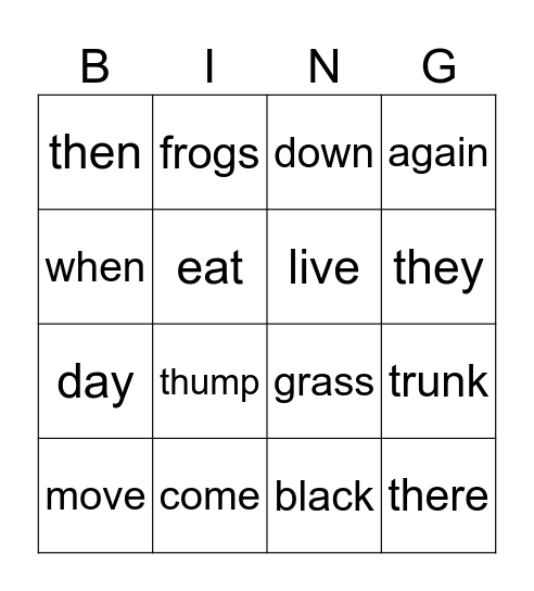 Grade 1 Sight Words and Blending Words Bingo Card