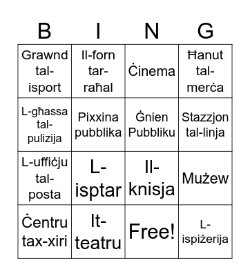 Ir-raħal tiegħi Bingo Card
