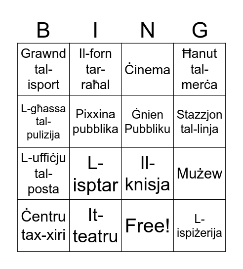 Ir-raħal tiegħi Bingo Card