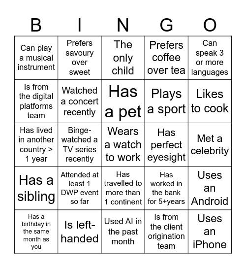 Closing Ceremony Bingo Card