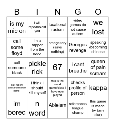 nakh bingo Card
