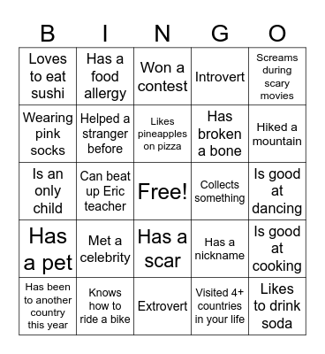 Edisen Bingo Card