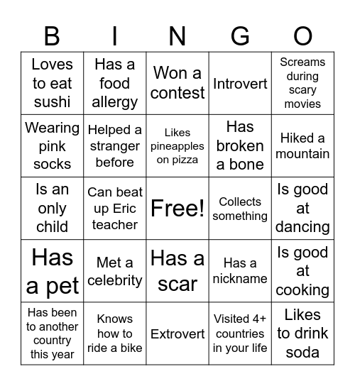 Edisen Bingo Card