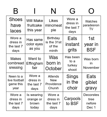 Find Someone Who Bingo Card