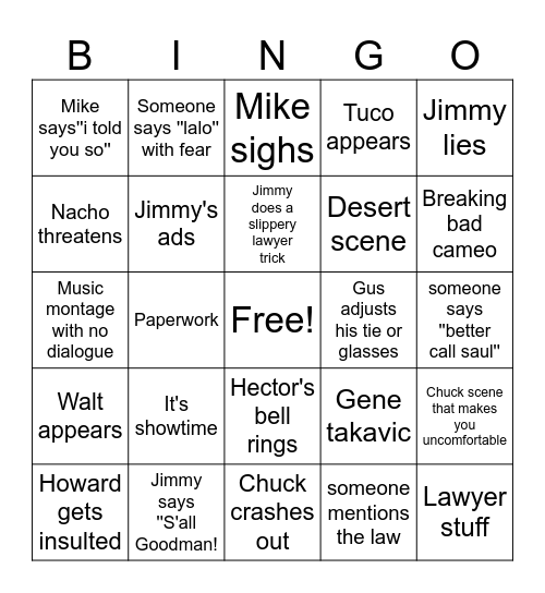 BCS Bingo Card