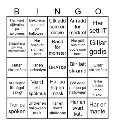 Spooky Halloween Bingo Card