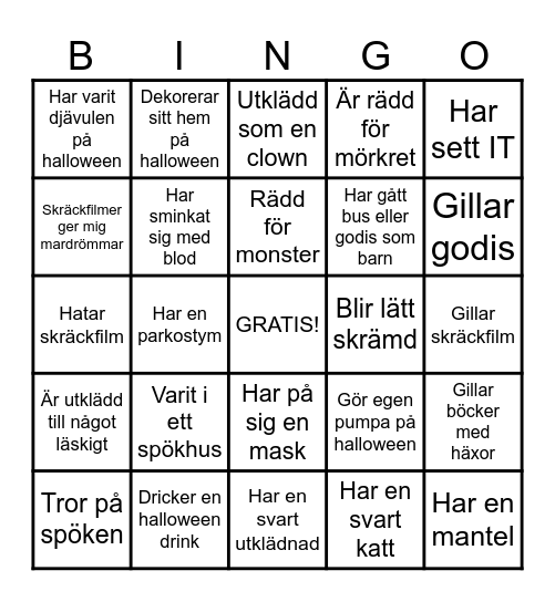 Spooky Halloween Bingo Card