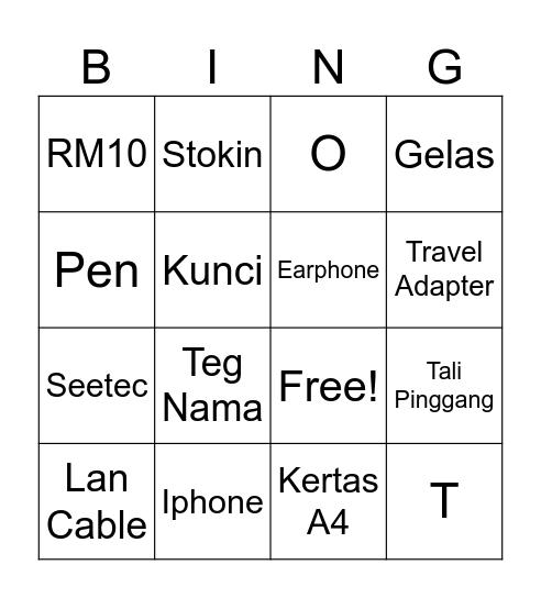 BINGO BARANG Bingo Card