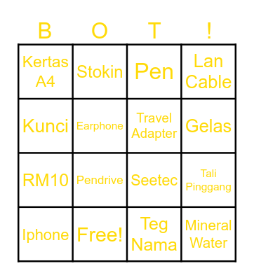 BINGO BARANG Bingo Card