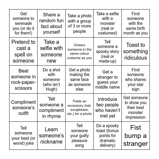 Hughoween Bingo! Bingo Card