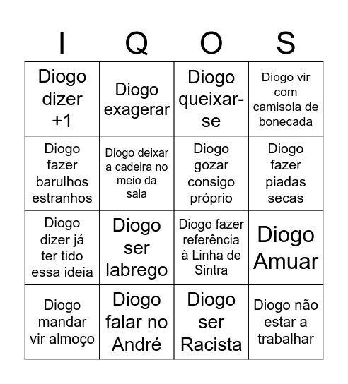 Bingo do Diogo Bingo Card