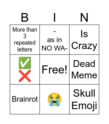 Yt Shirts Comments Bingo Card