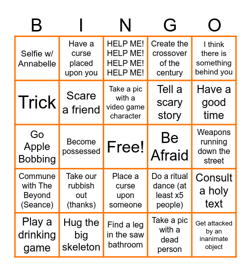BOWEN HILLOWEEN SCAVENGER BINGO Card