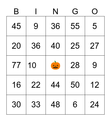 HALLOWEEN BINGO!! Bingo Card