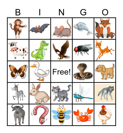 Animal BINGO Card