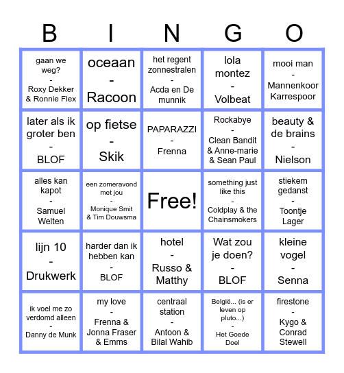 Muziek Bingo! Bingo Card