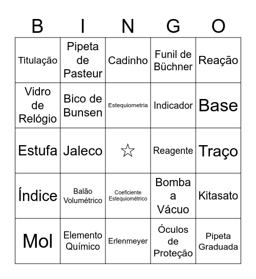 BINGO QUÍMICO Bingo Card