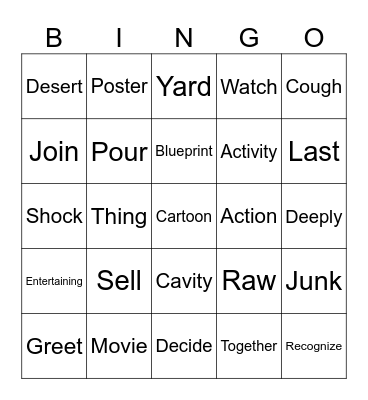 grade 6 Bingo Card