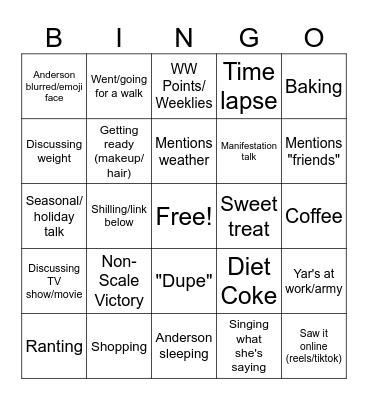 Big Al Alani Dookie Bingo Card