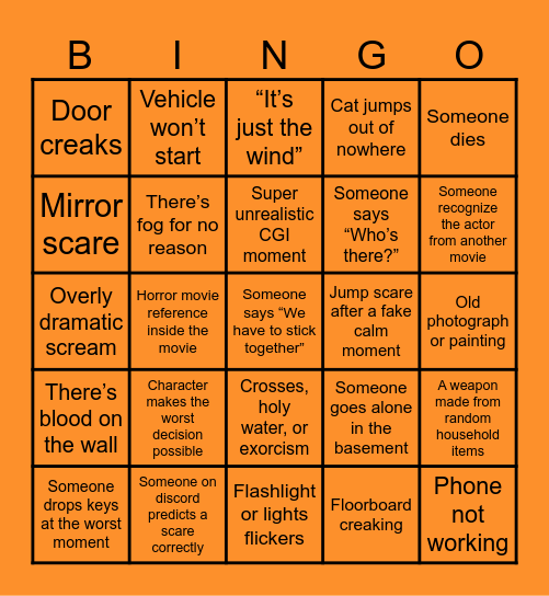 Halloween BINGO Card