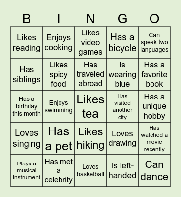 Find Someone Who… Bingo Card