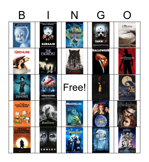 Halloween Movies Bingo Card