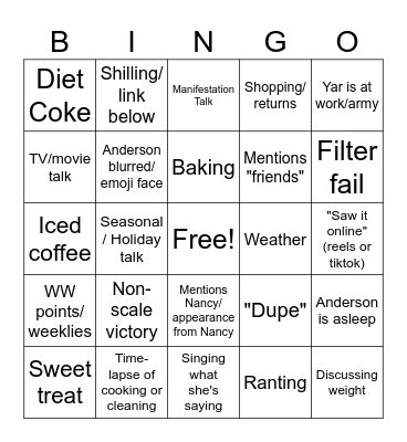 Big Al Alani Dookie Bingo Card