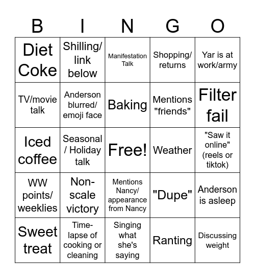 Big Al Alani Dookie Bingo Card