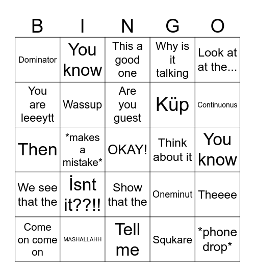 HULYA Bingo Card