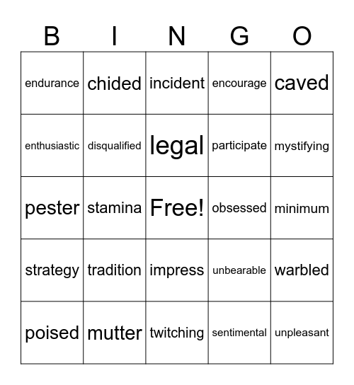 Turkey Trot Bingo Card