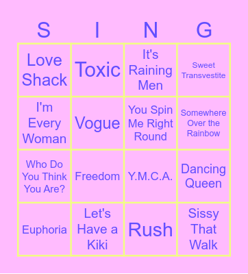 2025 Singalonga Pride Bingo Card