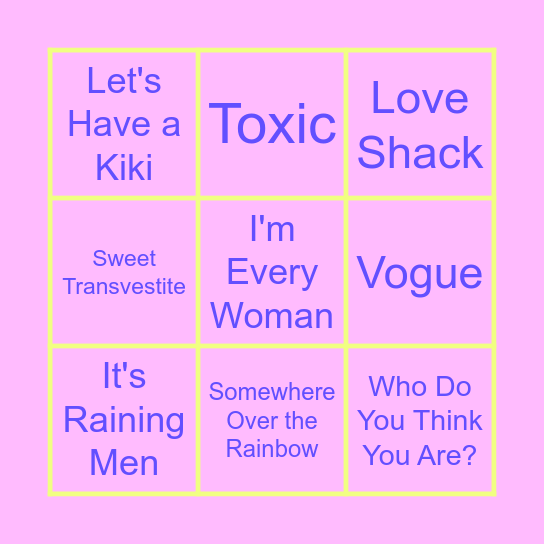 2026 Singalonga Pride Bingo Card