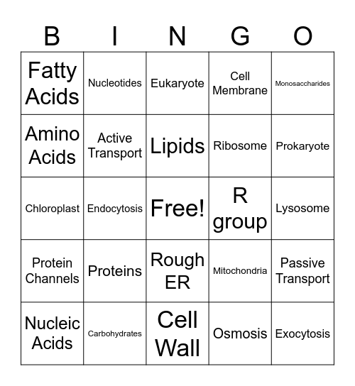 Unit 2 Bingo Card