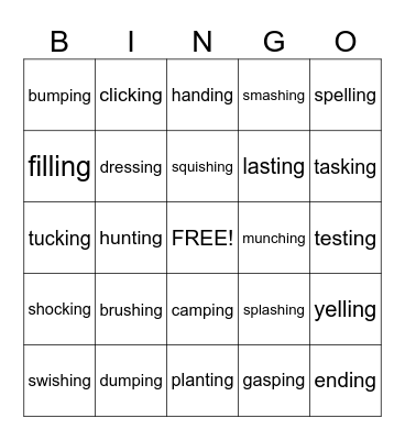 "ing" ending! Bingo Card