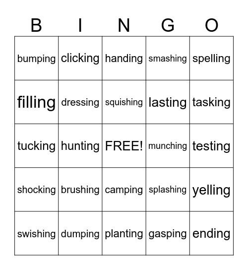 "ing" ending! Bingo Card
